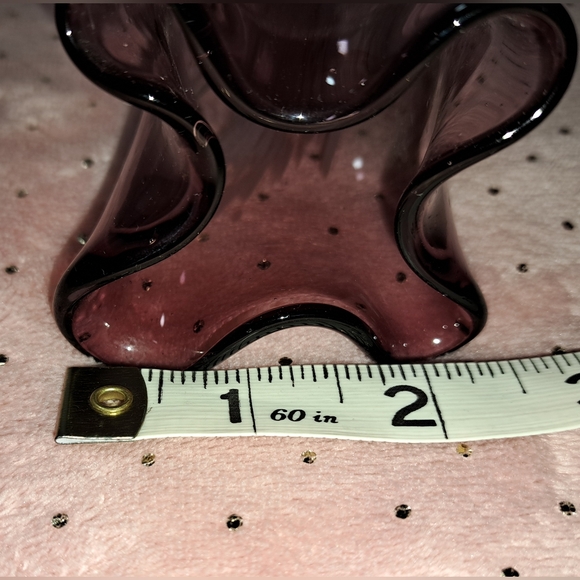 Vintage Mid Century Modern Hand Blown Glass Vase Purple  White Swirl Small - Picture 13 of 13